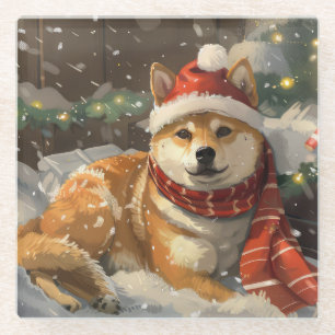 Shiba Inu Hund Weihnachtsfestlich Glasuntersetzer