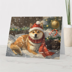 Shiba Inu Hund Weihnachtsfestlich Karte