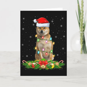 Shiba Inu Hund Weihnachtslichter Lustiger Santa Hu Karte
