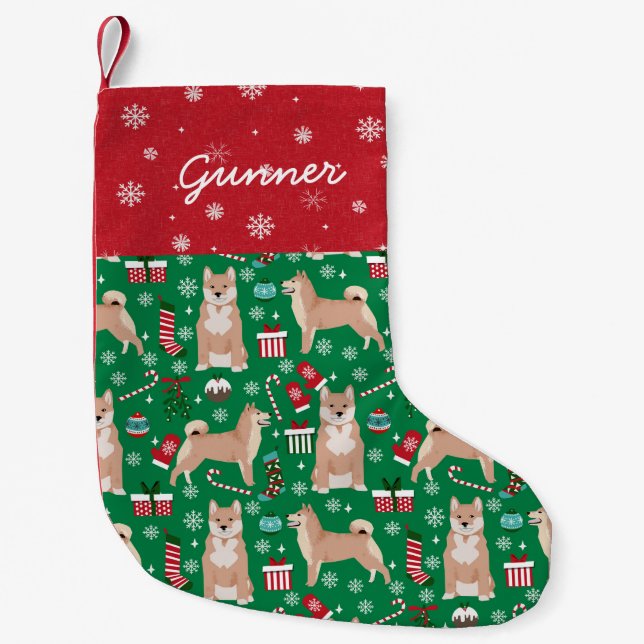 Shiba Inu Hund Weihnachtsname Kleiner Weihnachtsstrumpf (Vorderseite)
