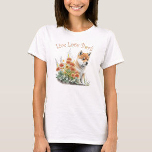 Shiba Inu Hundemama Blumenmuster T-Shirt