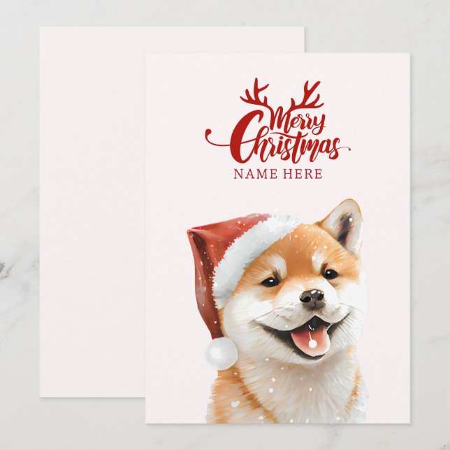 Shiba inu Hundeschlitten Feiertagskarte (Vorne/Hinten)