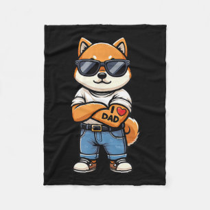 Shiba Inu Ich liebe Papa Lustiges Hundetattoo  Fleecedecke