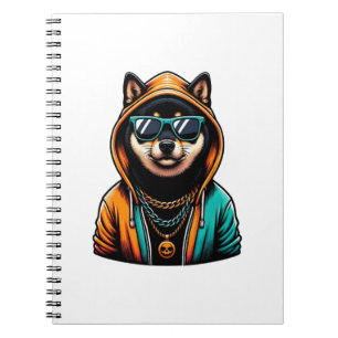 Shiba Inu in Streetwear-Kapuzenpullover Notizblock