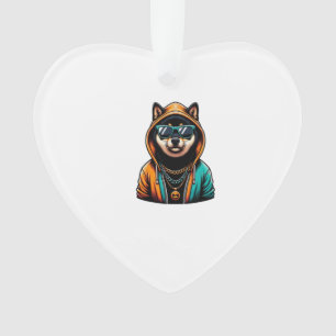 Shiba Inu in Streetwear-Kapuzenpullover Ornament