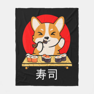 Shiba Inu isst Sushi Kawaii Neko Geschenk Anime Fleecedecke