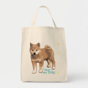 Shiba Inu Jahr meines Hundes Baumwoll-Einkaufsbeut Tragetasche
