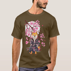 Shiba Inu Japanisch Ästhetik Sakura Cherry Bloss T-Shirt