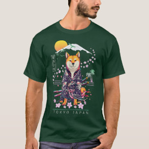 Shiba Inu Japanisch Ästhetik Sakura Funny T-Shirt