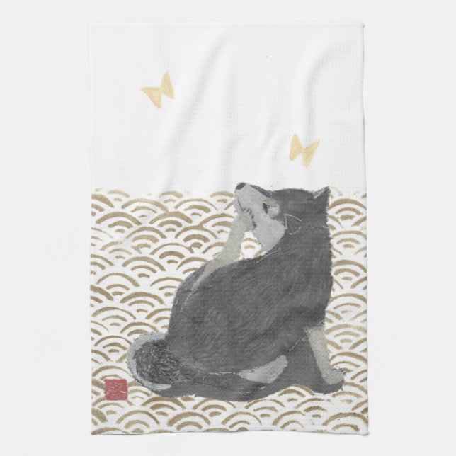 Shiba Inu, japanische Kunst Geschirrtuch (Vertikal)