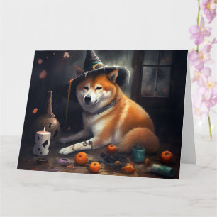 Shiba Inu Kürbisse Halloween Gruselig Karte