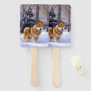 Shiba Inu Lass es schneien Weihnachten Fächer
