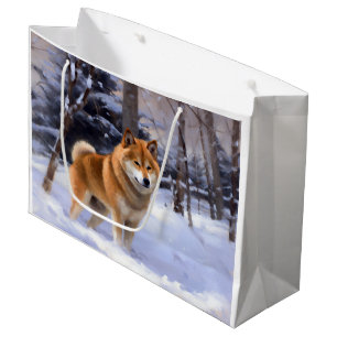 Shiba Inu Lass es schneien Weihnachten Große Geschenktüte