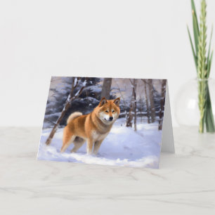 Shiba Inu Lass es schneien Weihnachten Karte