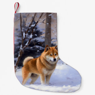 Shiba Inu Lass es schneien Weihnachten Kleiner Weihnachtsstrumpf