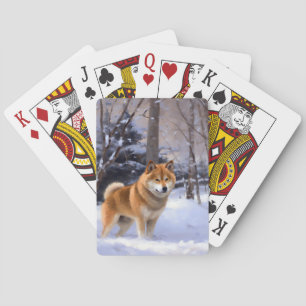 Shiba Inu Lass es schneien Weihnachten Spielkarten