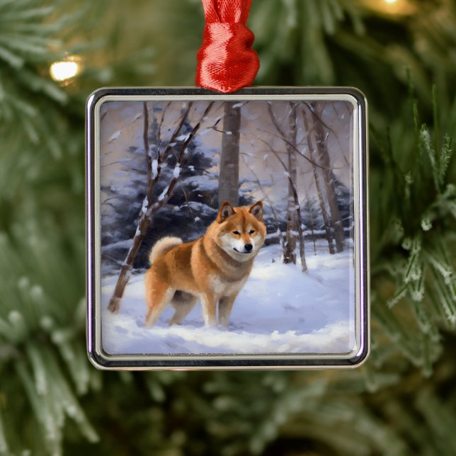 Shiba Inu Let It Schnee Weihnachten Ornament Aus Metall (Baum)