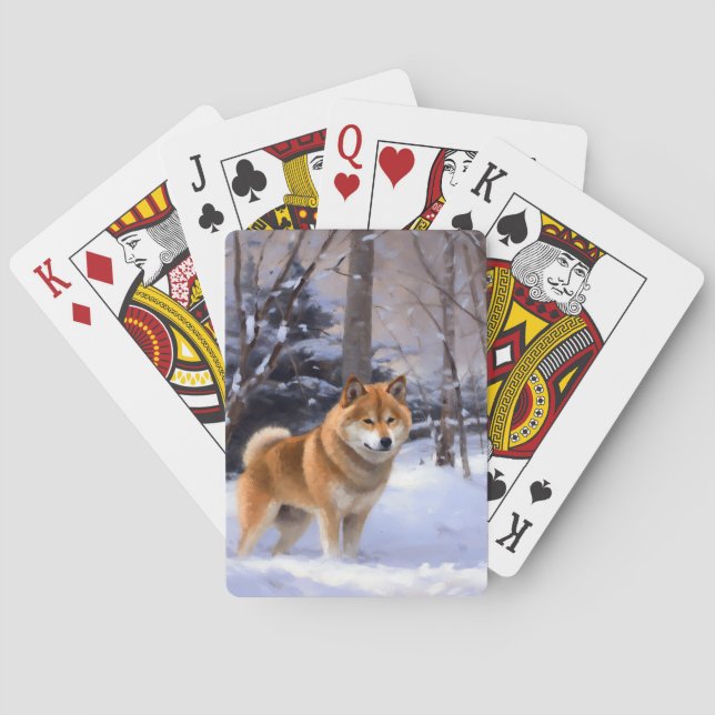 Shiba Inu Let It Schnee Weihnachten Spielkarten (Rückseite)