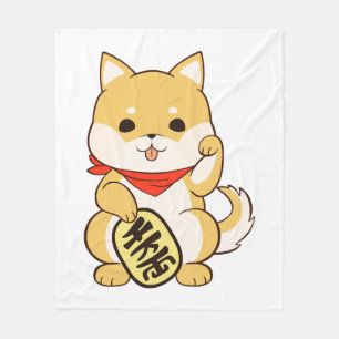 Shiba Inu Lucky Cat Pose Fleecedecke
