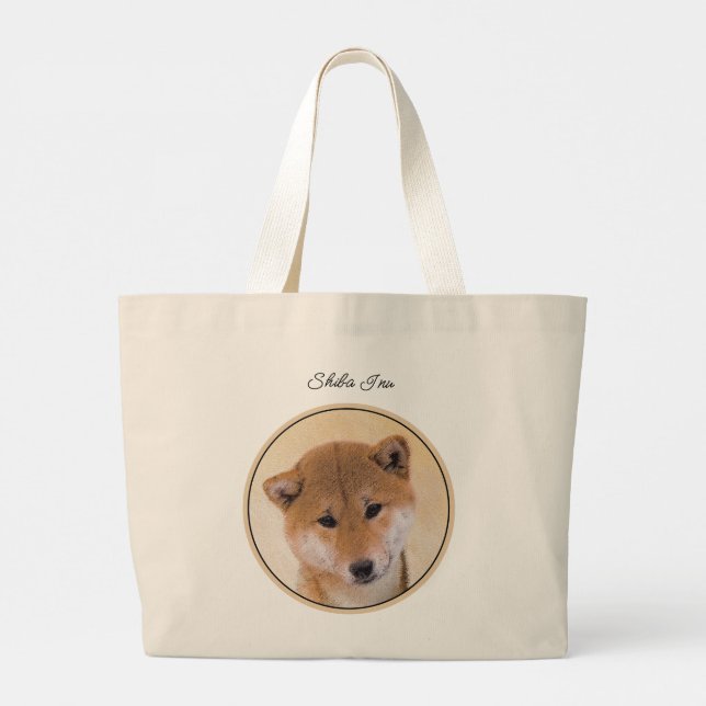 Shiba Inu Malerei Rotes Niedliches Original Hausti Jumbo Stoffbeutel (Rückseite)