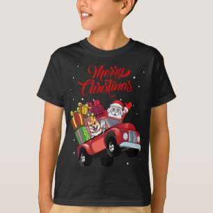 Shiba Inu mit dem Weihnachtsmann im roten Lkw-Hund T-Shirt