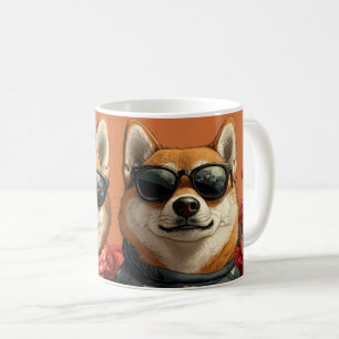 Shiba Inu mit Herz Rosen Valentinstag Kaffeetasse
