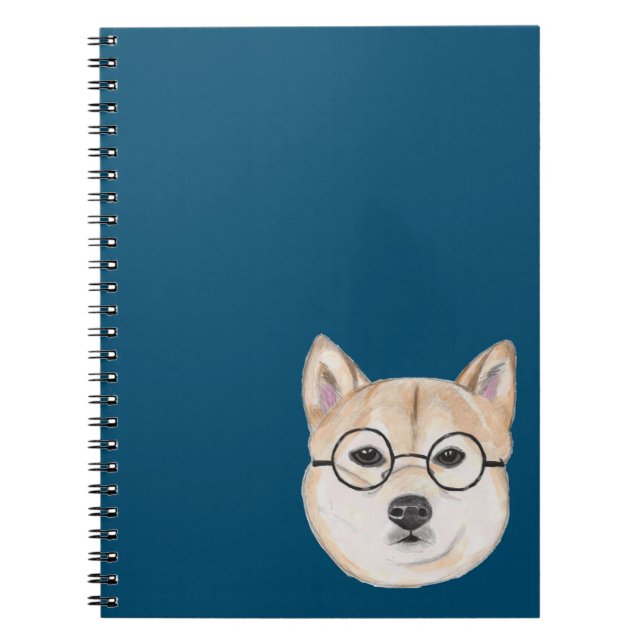 Shiba Inu mit übergroßen runden gerahmten Gläsern Notizblock (Vorderseite)