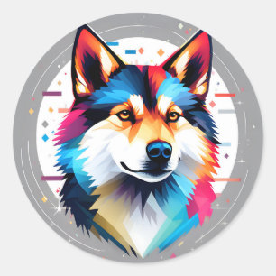 Shiba Inu Modern Geometric Animal Runder Aufkleber