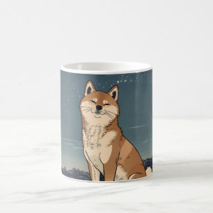 Shiba Inu Mondlicht-Kaffeetasse – Ukiyo-e-Stil Kaffeetasse