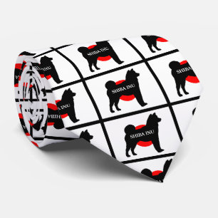 shiba inu Name Silhouette auf Flagge Krawatte