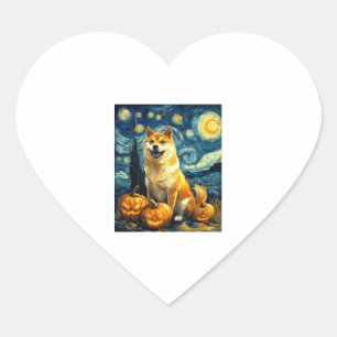 Shiba Inu Niedlich Hund Halloween Kürbislaterne Pu Herz-Aufkleber