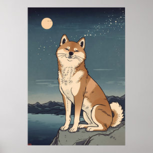 Shiba Inu Night Sky Poster