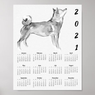 Shiba Inu Originalgemälde 1 Kalenderposter 2021 Poster
