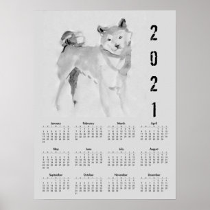 Shiba Inu Originalgemälde 3 Kalenderposter 2021 Poster