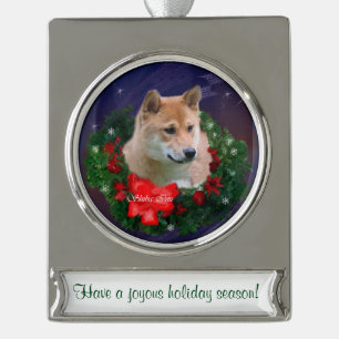 Shiba Inu Personalisierte Weihnachten Banner-Ornament Silber