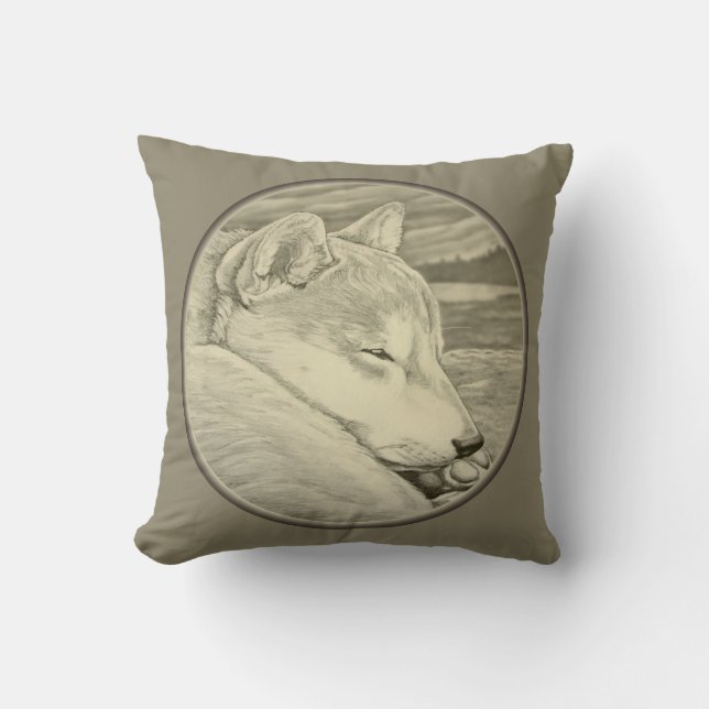 Shiba Inu Pillow Dog Lover Art Throw Kissen (Vorderseite)