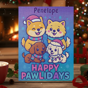 Shiba Inu Poodle Weihnachts Hunde Blau Lila Welpe