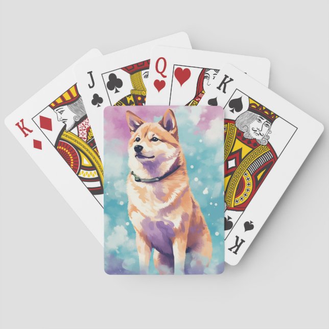 Shiba Inu Pop Art Dreamy & Whimsical Design Spielkarten (Rückseite)