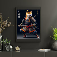 Shiba Inu Portrait Samurai Japanische Kriegermauer