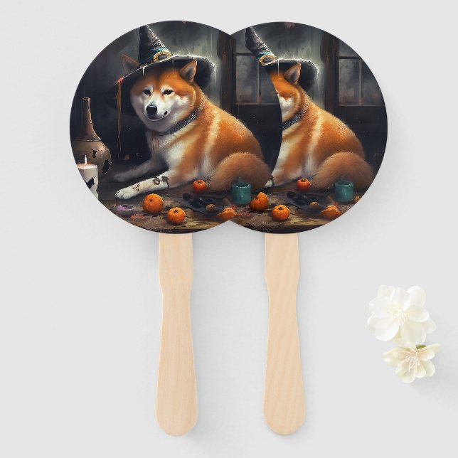 Shiba Inu Pumpkins Halloween Beängstigend Fächer (Vorne und Hinten)