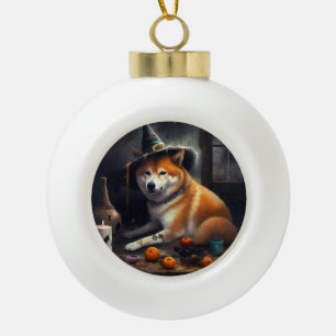 Shiba Inu Pumpkins Halloween Beängstigend Keramik Kugel-Ornament