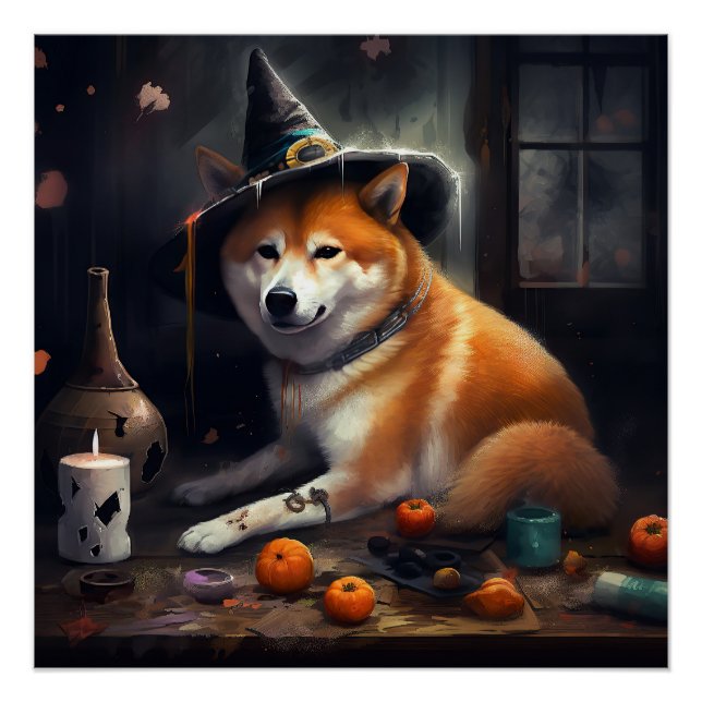 Shiba Inu Pumpkins Halloween Beängstigend Poster (Vorderseite)
