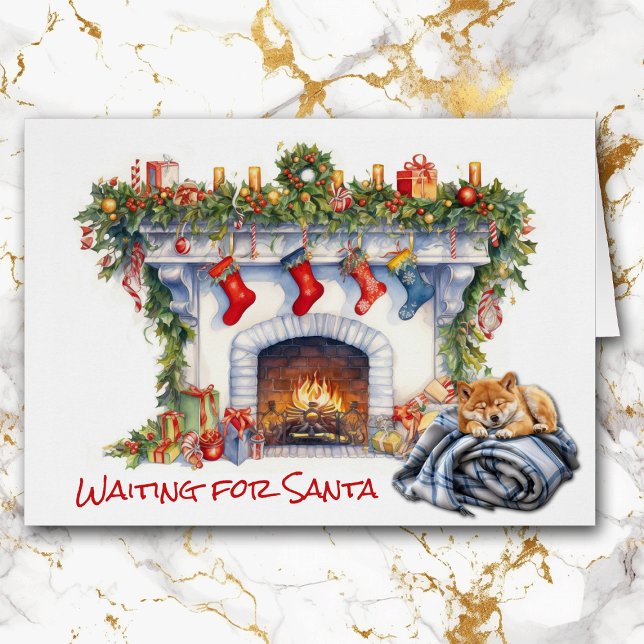 Shiba Inu Puppy attend la cheminée Père Noël (Créateur téléchargé)