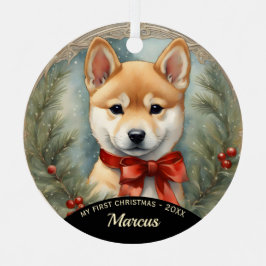 Shiba Inu Puppy First Christmas Ornament