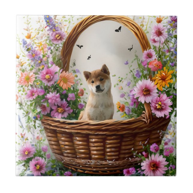 Shiba Inu Puppy Fliese (Vorderseite)