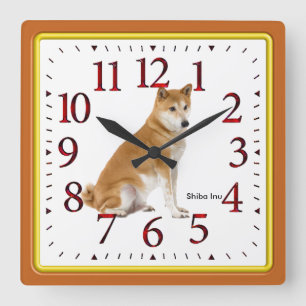 Shiba Inu Quadratische Wanduhr