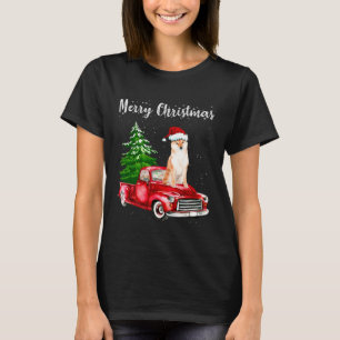 Shiba Inu Riding Red Truck Frohe Weihnachtslieder  T-Shirt