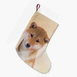 Shiba Inu (Rot) Gemälde - Originale Hunde-Kunst Kleiner Weihnachtsstrumpf