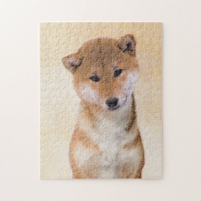Shiba Inu (Rot) Malerei - Original Hunde Kunst (Vertikal)