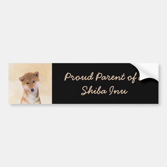 Shiba Inu (Rot) Malerei - Original Hunde Kunst Autoaufkleber (Vorne)